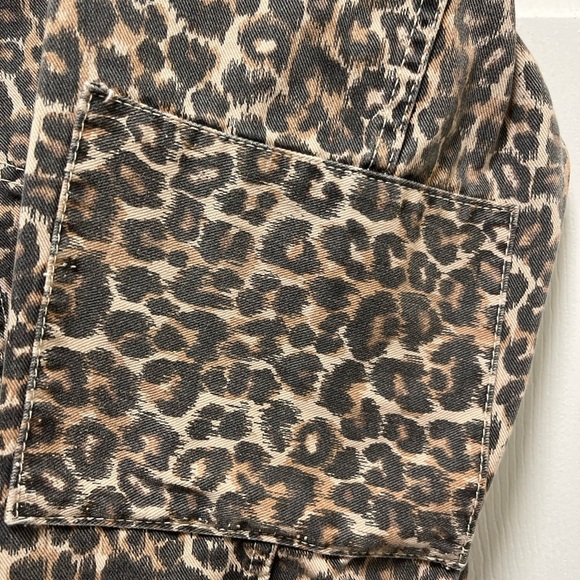 Free People Distressed Leopard Print Denim Jacket - Picture 8 of 8